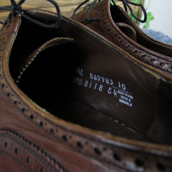 Freeman Men's Wingtip Oxford Brogue Brown Size 9.5 Wide Used 2025 - Picture 5 of 7